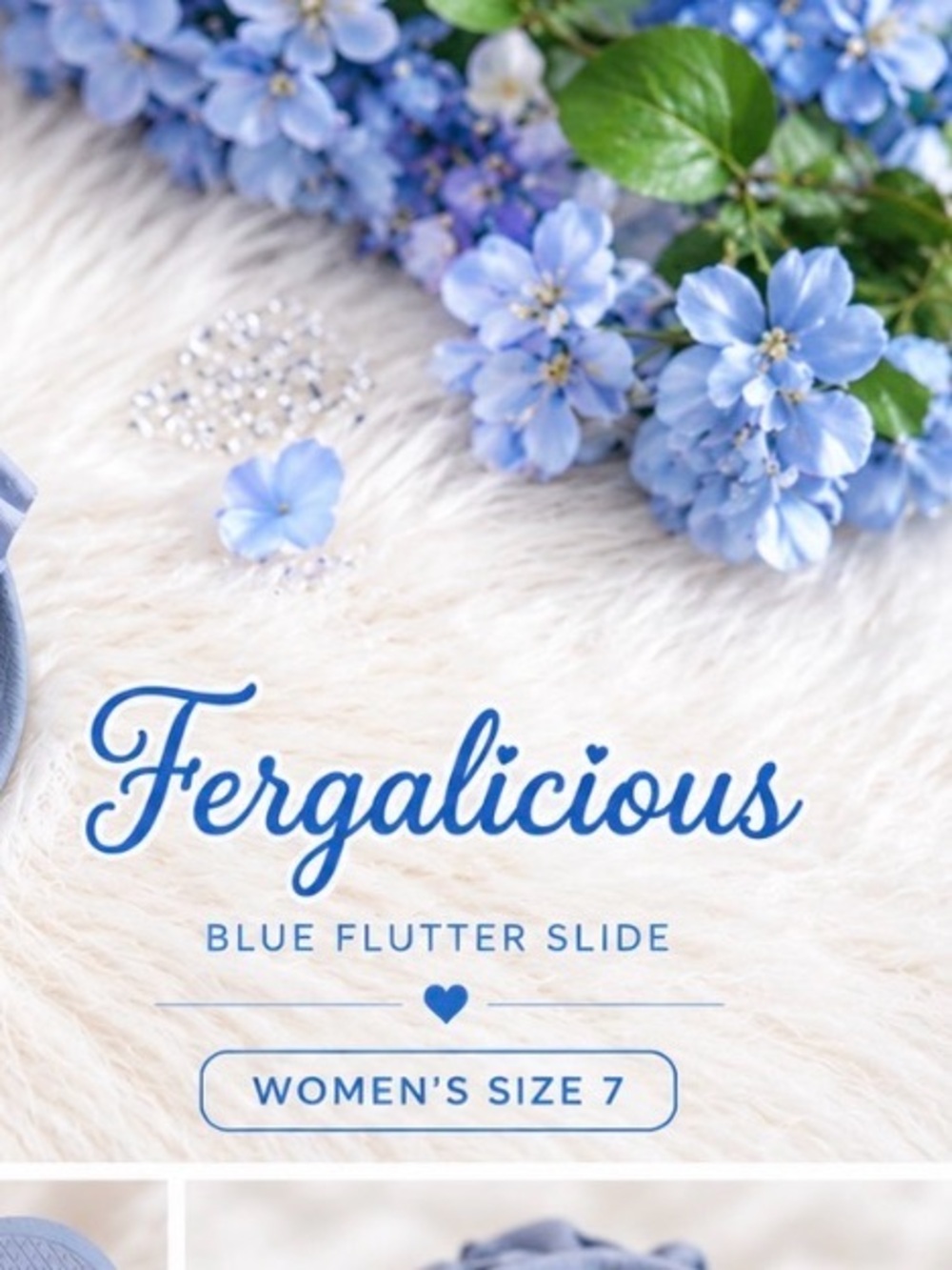 Fergalicious Powder Blue Flutter Slides - Picture 2 of 8